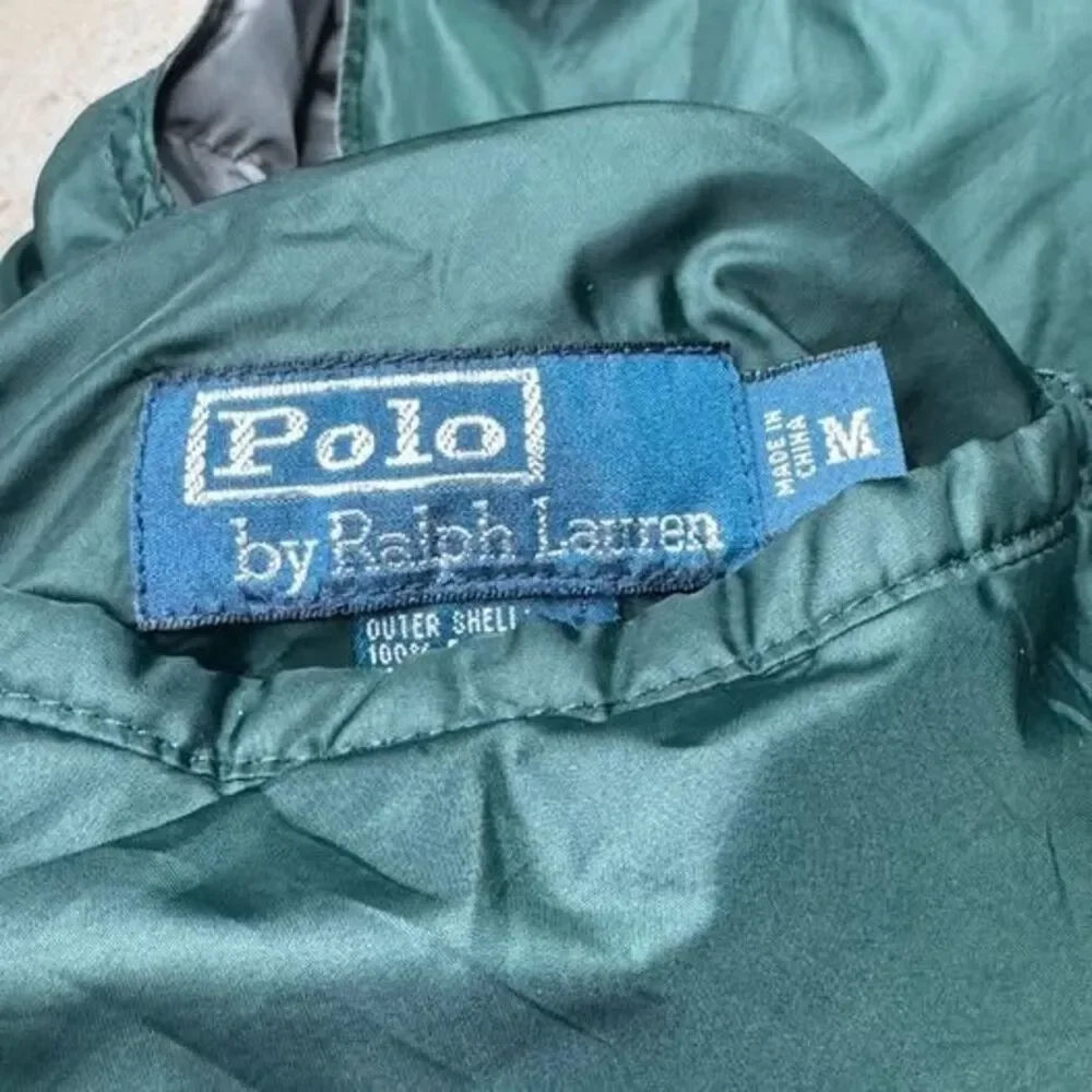Vintage 90s Polo Ralph Lauren Puffer Vest Green Reversible Down Mens Size m